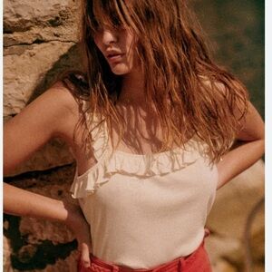 Sezane Isaura Top Cream Ruffle S